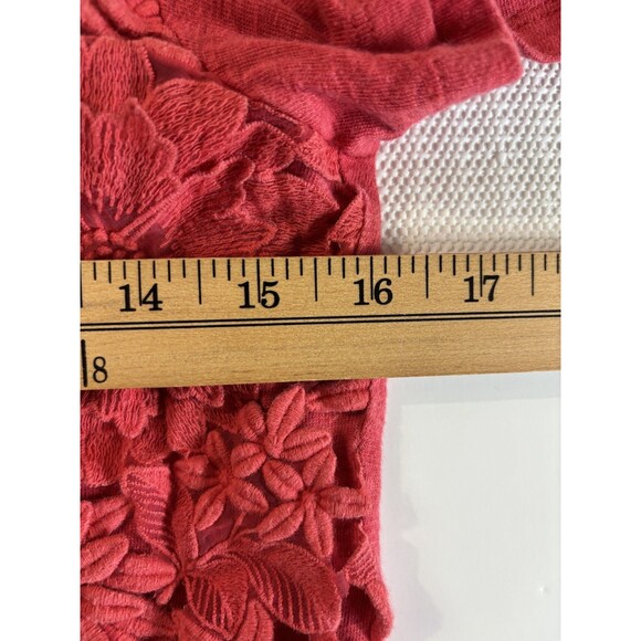 Tory Burch Embroidered Lace Pattern Shirt, Womens XS Short Sleeve Rose Red - Picture 7 of 8